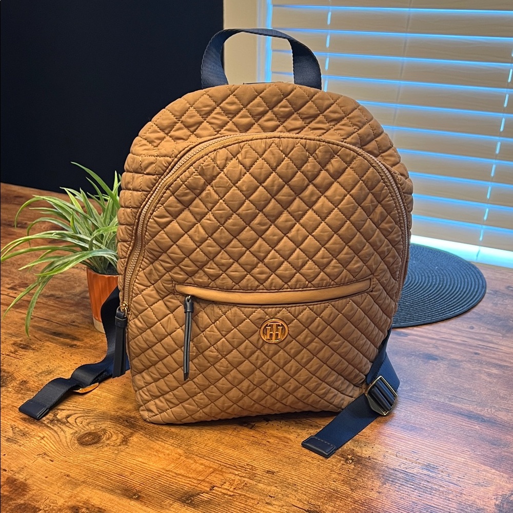 Tommy Hilfiger Tan Quilted Backpack/purse